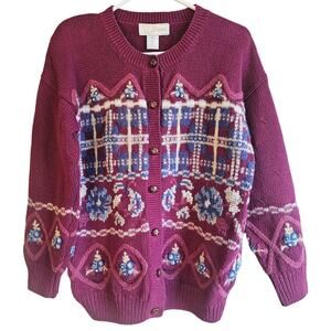 Vintage ID Distinctions knit floral cardigan wool blend